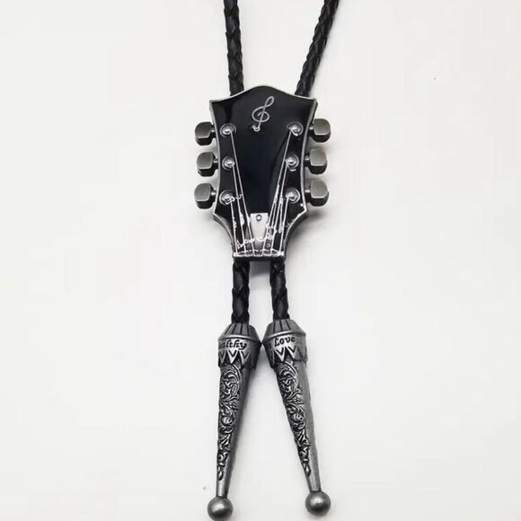 Music Lovers Black Bolo Tie Mens Casual Western Cowboy Accessory New - Picture 1 of 6